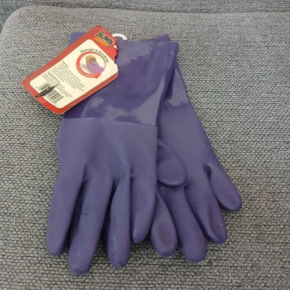 Vtg NOS Brawny Purple Work Gloves Deadstock Garden Cotton Lined  L/XL
